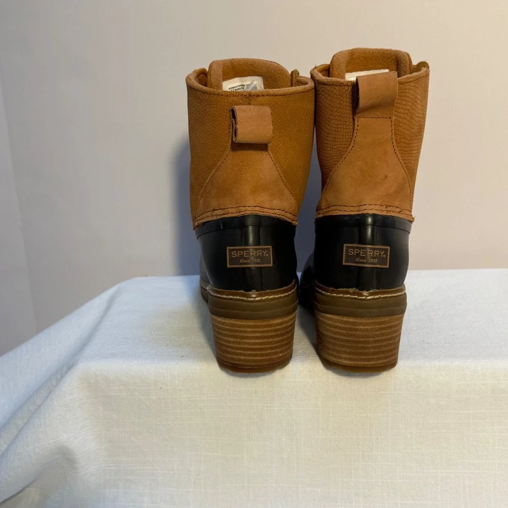 Sperry Top Sider‎ Women's Boots Duck Boots Tan Leather Black Rubber Size 6.5